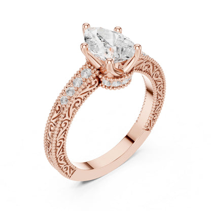 Pear Vintage Lab Grown Diamond Engagement Ring