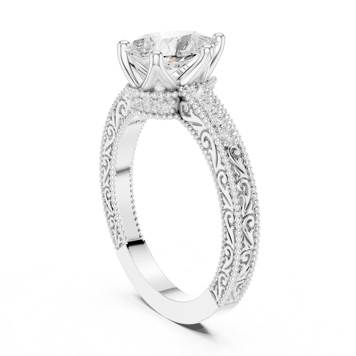 Pear Vintage Lab Grown Diamond Engagement Ring
