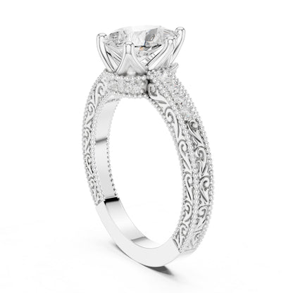 Pear Vintage Lab Grown Diamond Engagement Ring