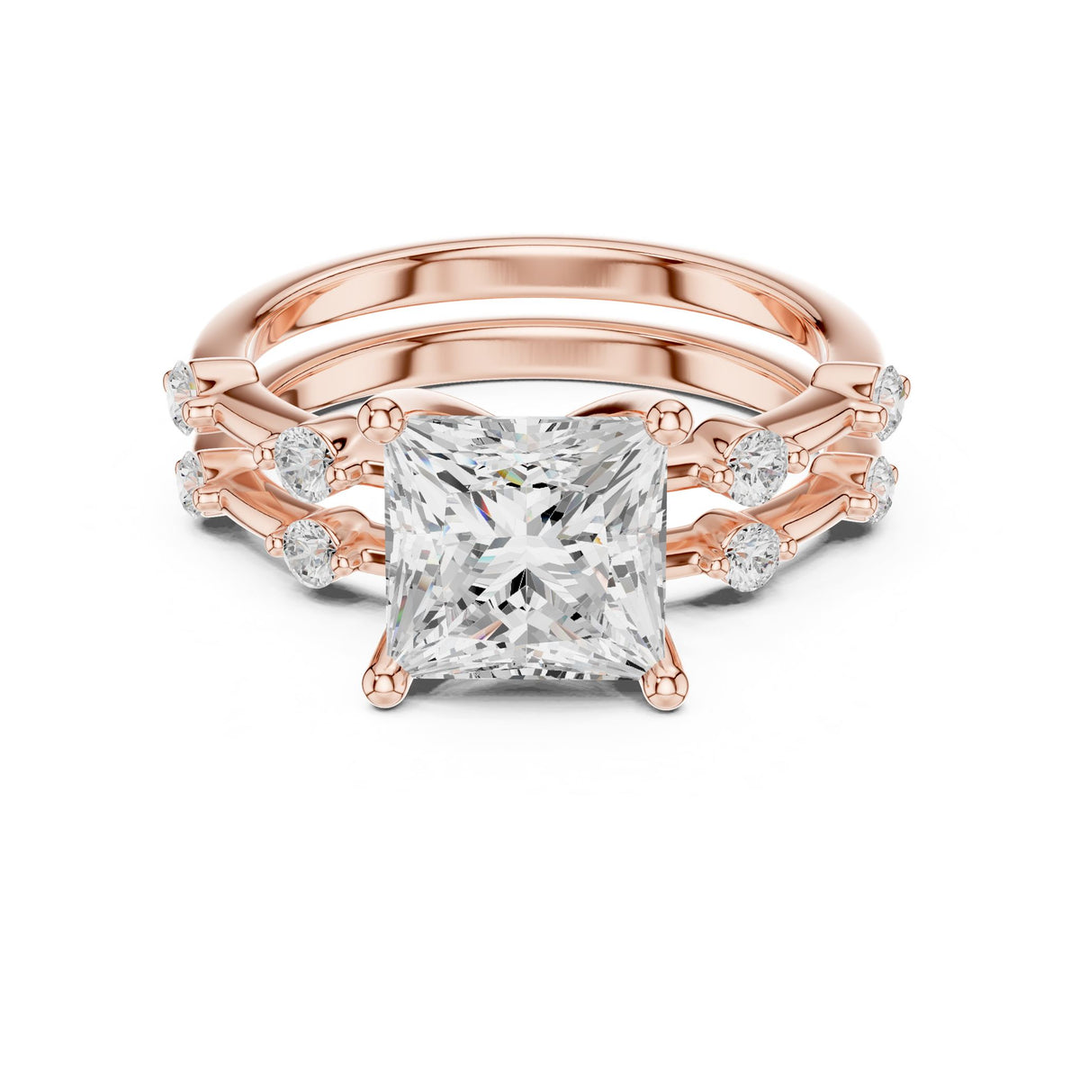 Princess Accented Lab Grown Diamond Engagement Ring