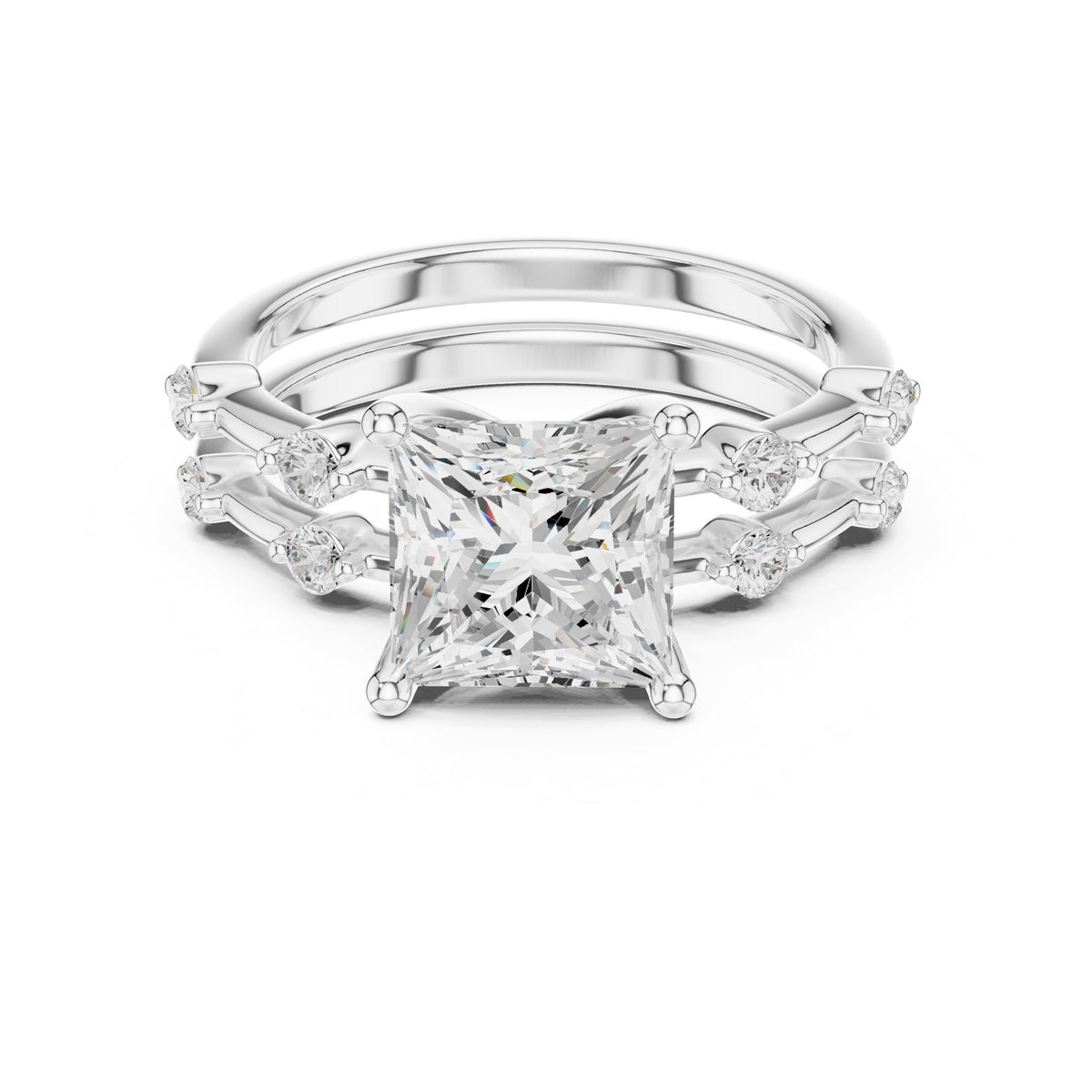 Princess Accented Lab Grown Diamond Engagement Ring