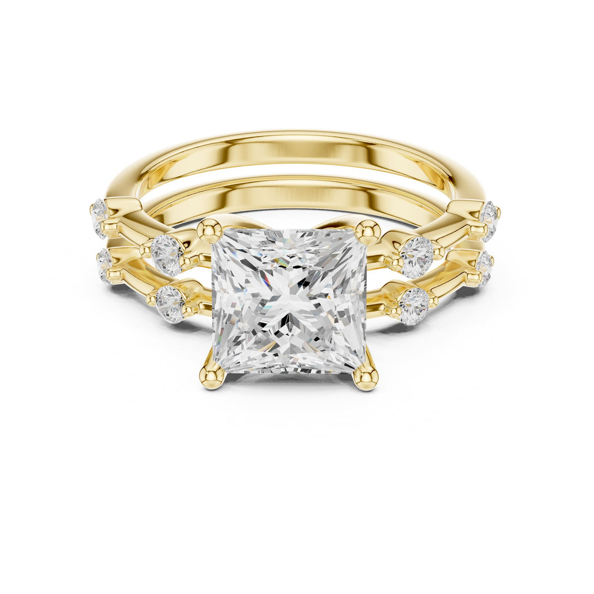 Princess Accented Lab Grown Diamond Engagement Ring