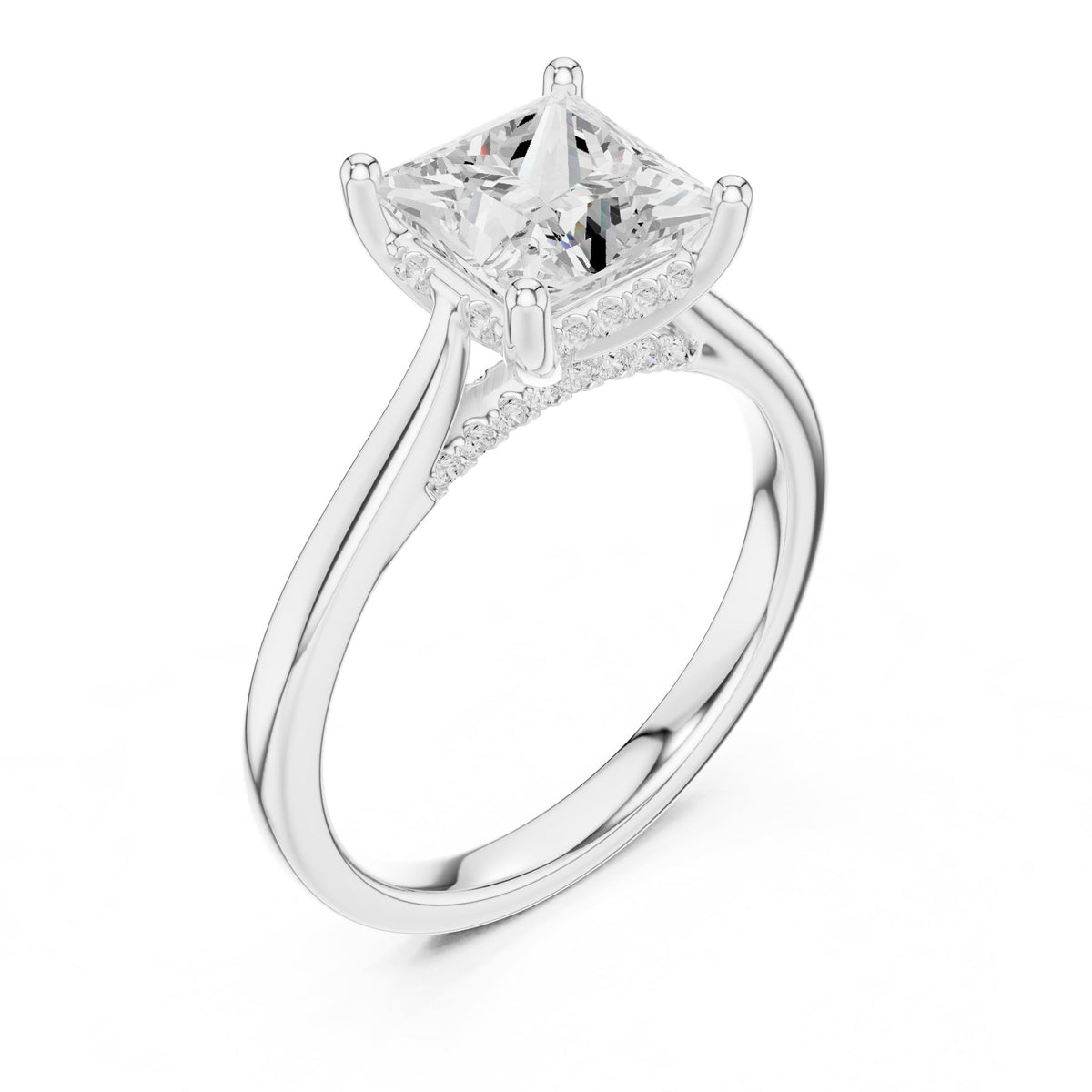 Princess Accented Lab Grown Diamond Engagement Ring
