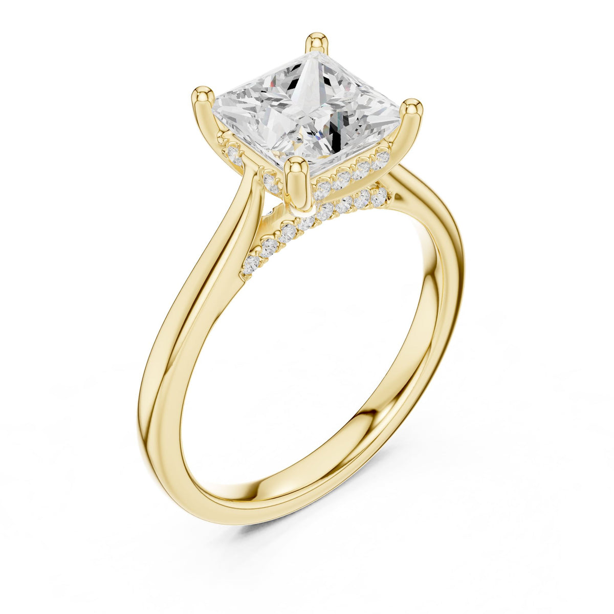 Princess Accented Lab Grown Diamond Engagement Ring