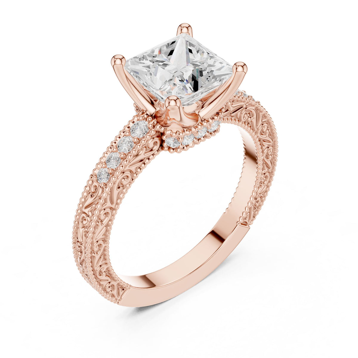 Princess Accented Lab Grown Diamond Engagement Ring