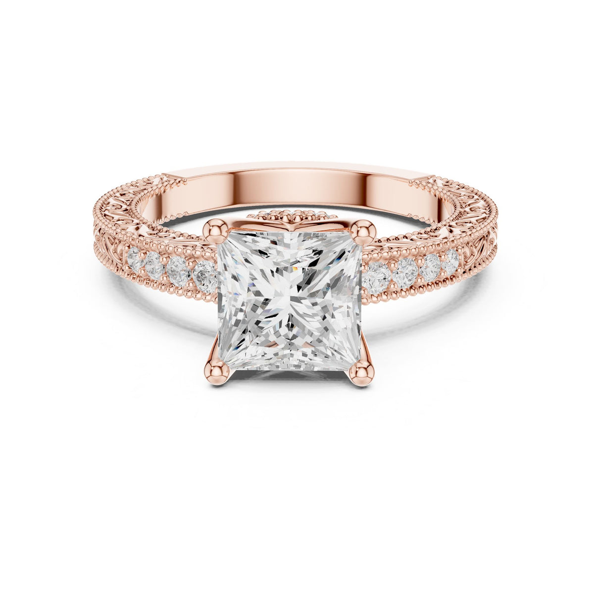 Princess Accented Lab Grown Diamond Engagement Ring