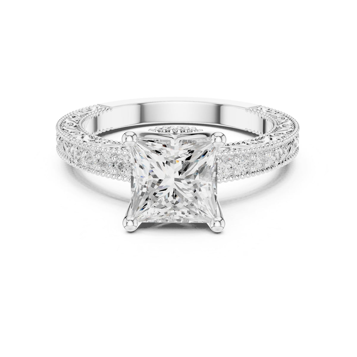 Princess Accented Lab Grown Diamond Engagement Ring