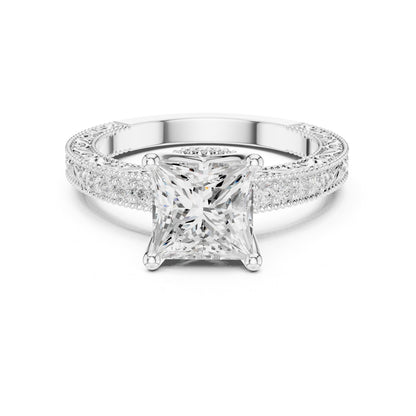 Princess Accented Lab Grown Diamond Engagement Ring