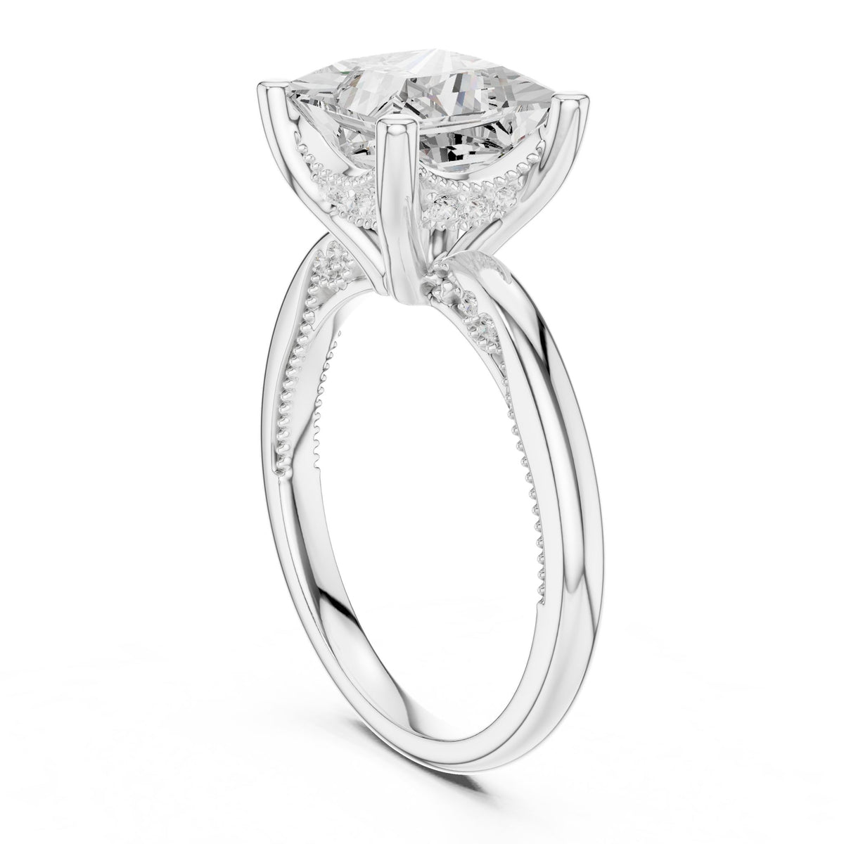 Princess Accented Lab Grown Diamond Engagement Ring
