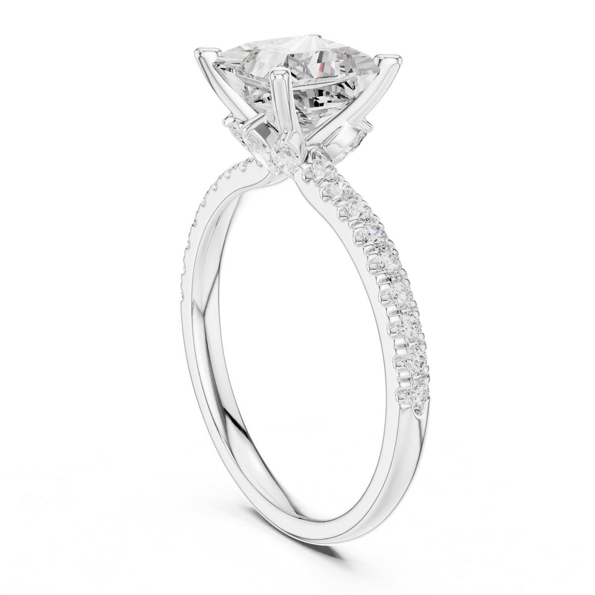 Princess Accented Lab Grown Diamond Engagement Ring