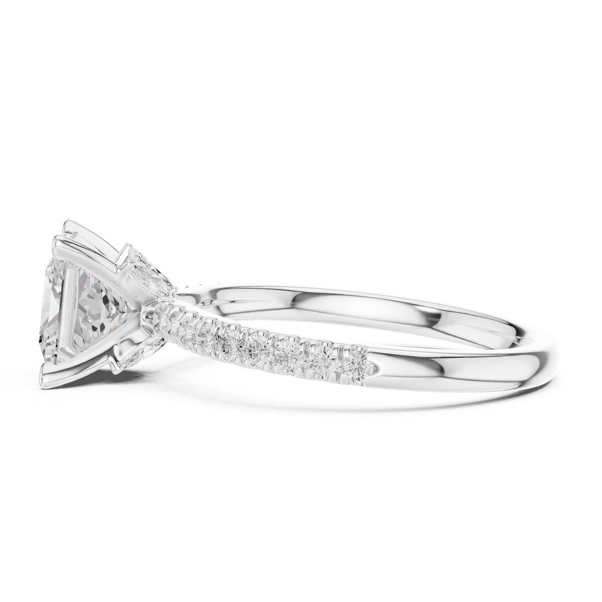 Princess Accented Lab Grown Diamond Engagement Ring