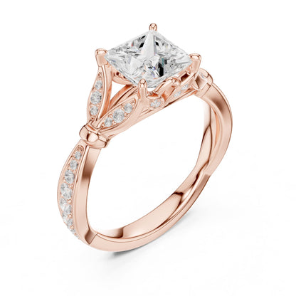 Princess Accented Lab Grown Diamond Engagement Ring