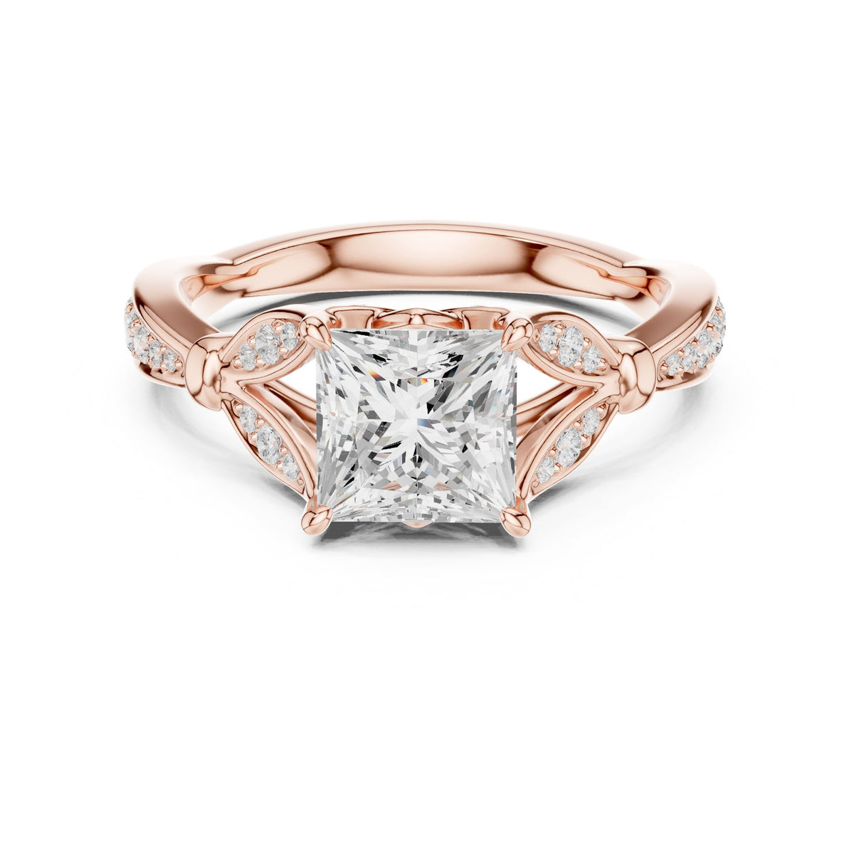 Princess Accented Lab Grown Diamond Engagement Ring