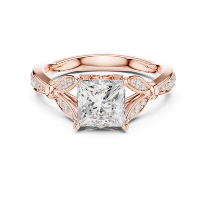 Princess Accented Lab Grown Diamond Engagement Ring