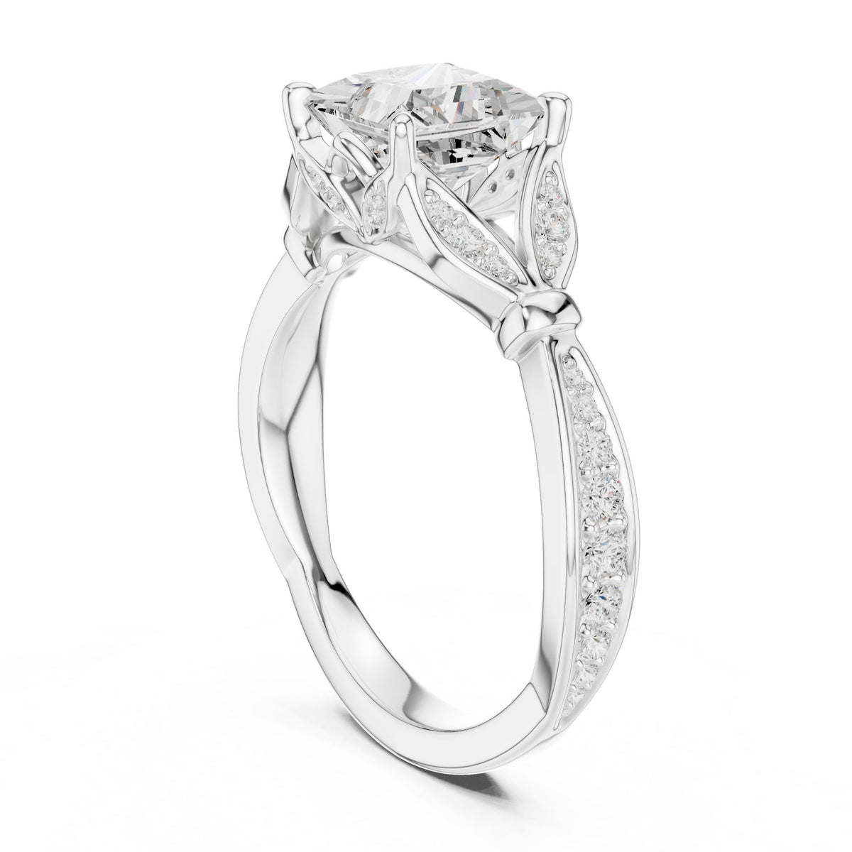 Princess Accented Lab Grown Diamond Engagement Ring