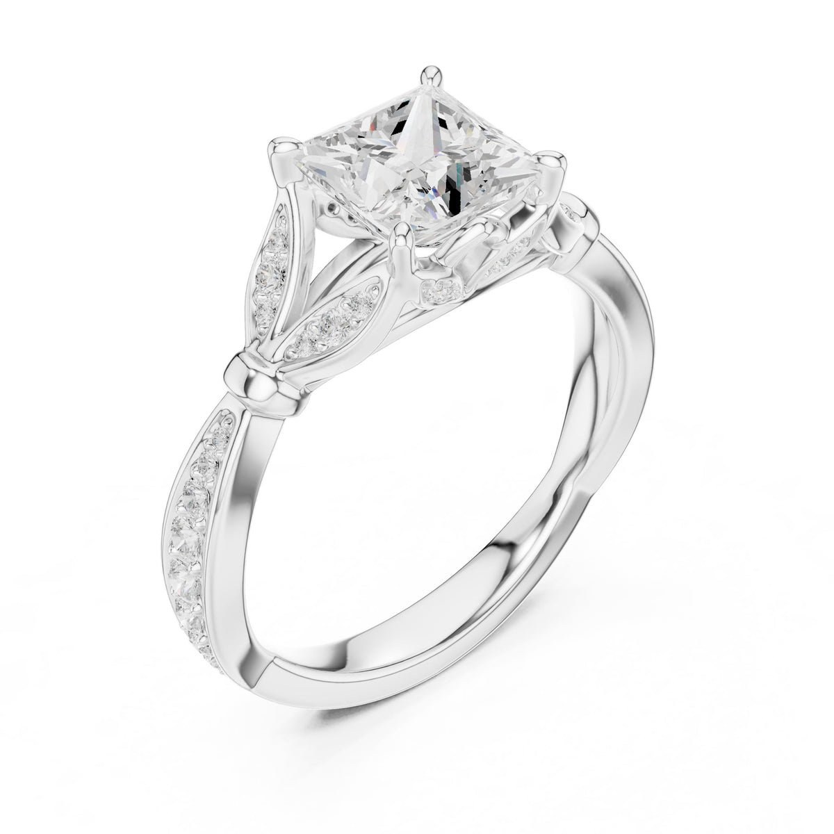 Princess Accented Lab Grown Diamond Engagement Ring