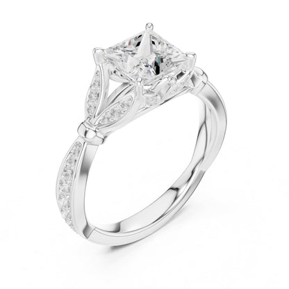 Princess Accented Lab Grown Diamond Engagement Ring