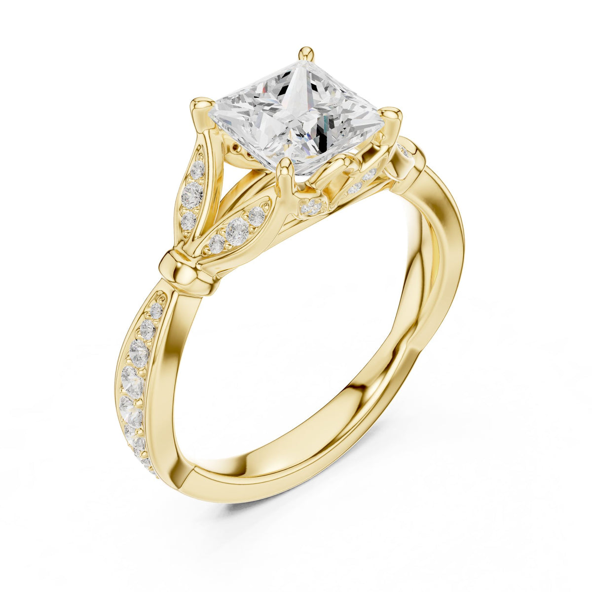 Princess Accented Lab Grown Diamond Engagement Ring