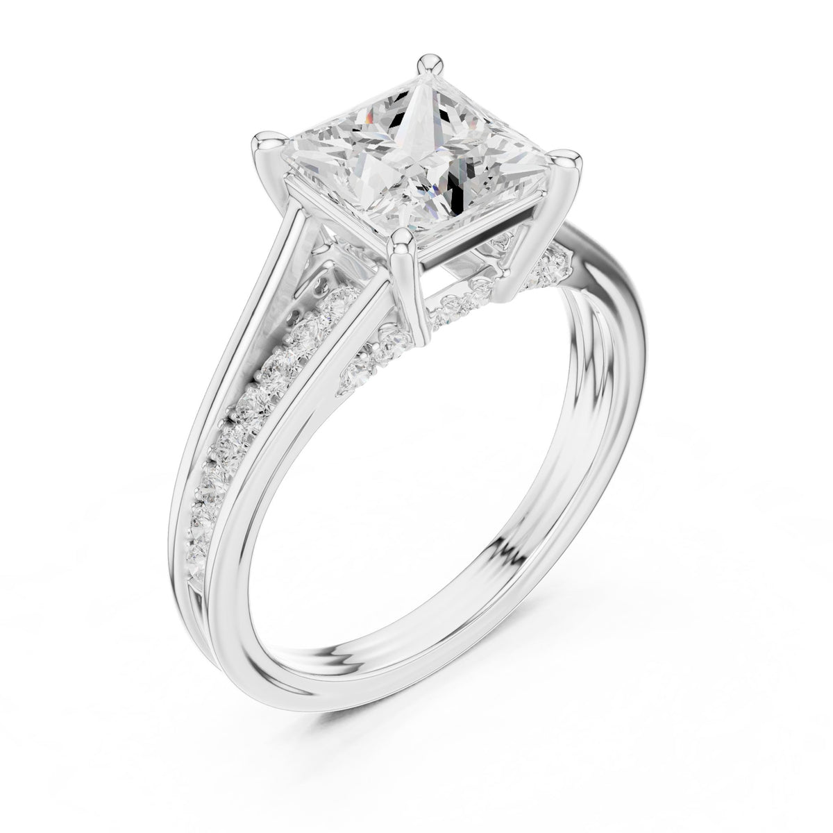 Princess Accented Lab Grown Diamond Engagement Ring
