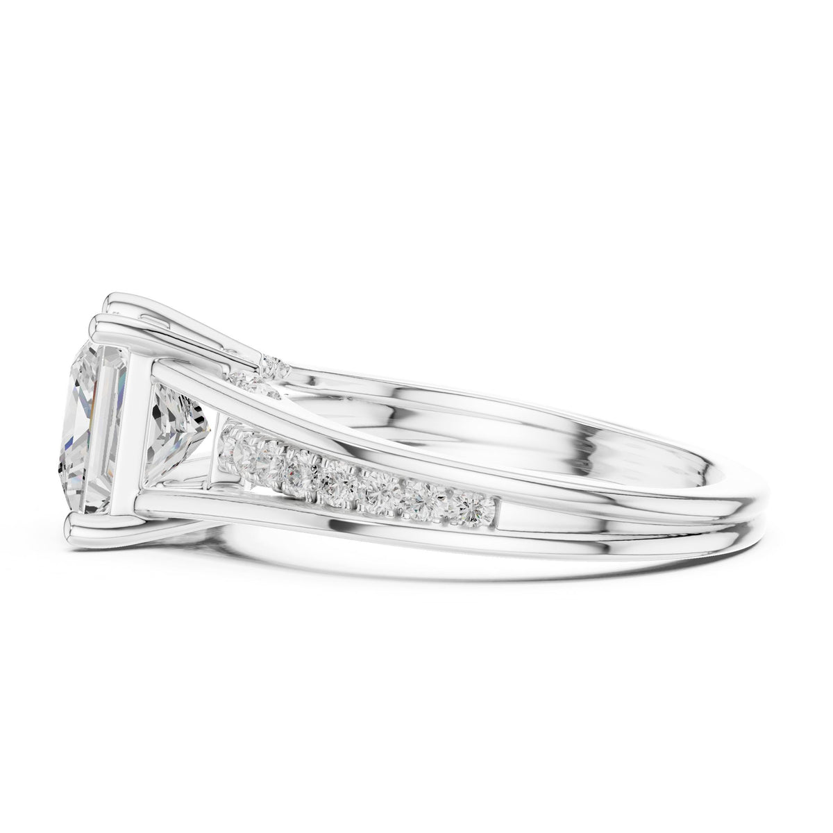 Princess Accented Lab Grown Diamond Engagement Ring