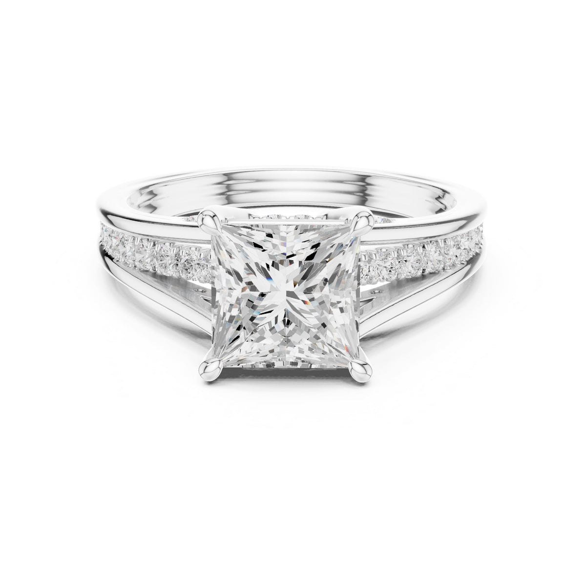 Princess Accented Lab Grown Diamond Engagement Ring