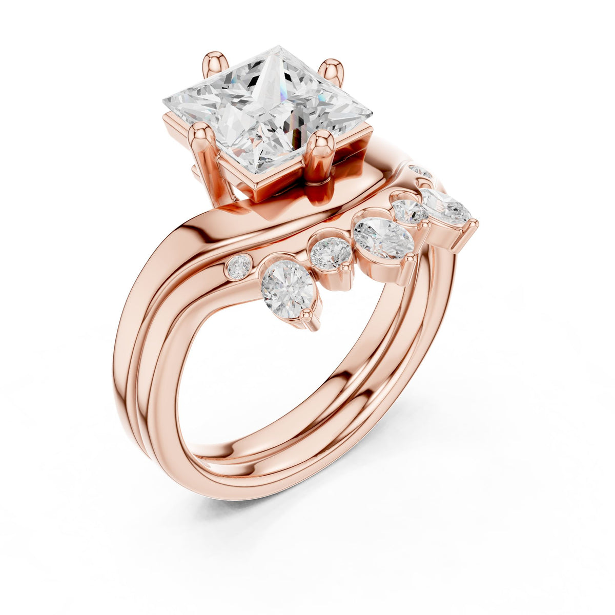 Princess Accented Lab Grown Diamond Engagement Ring