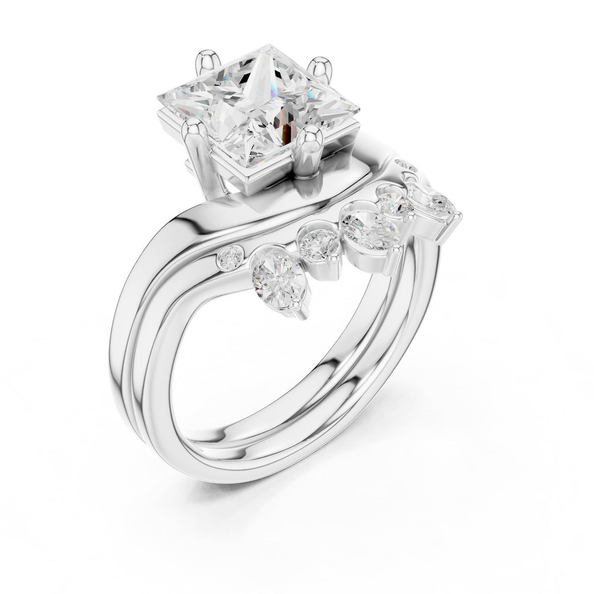 Princess Accented Lab Grown Diamond Engagement Ring