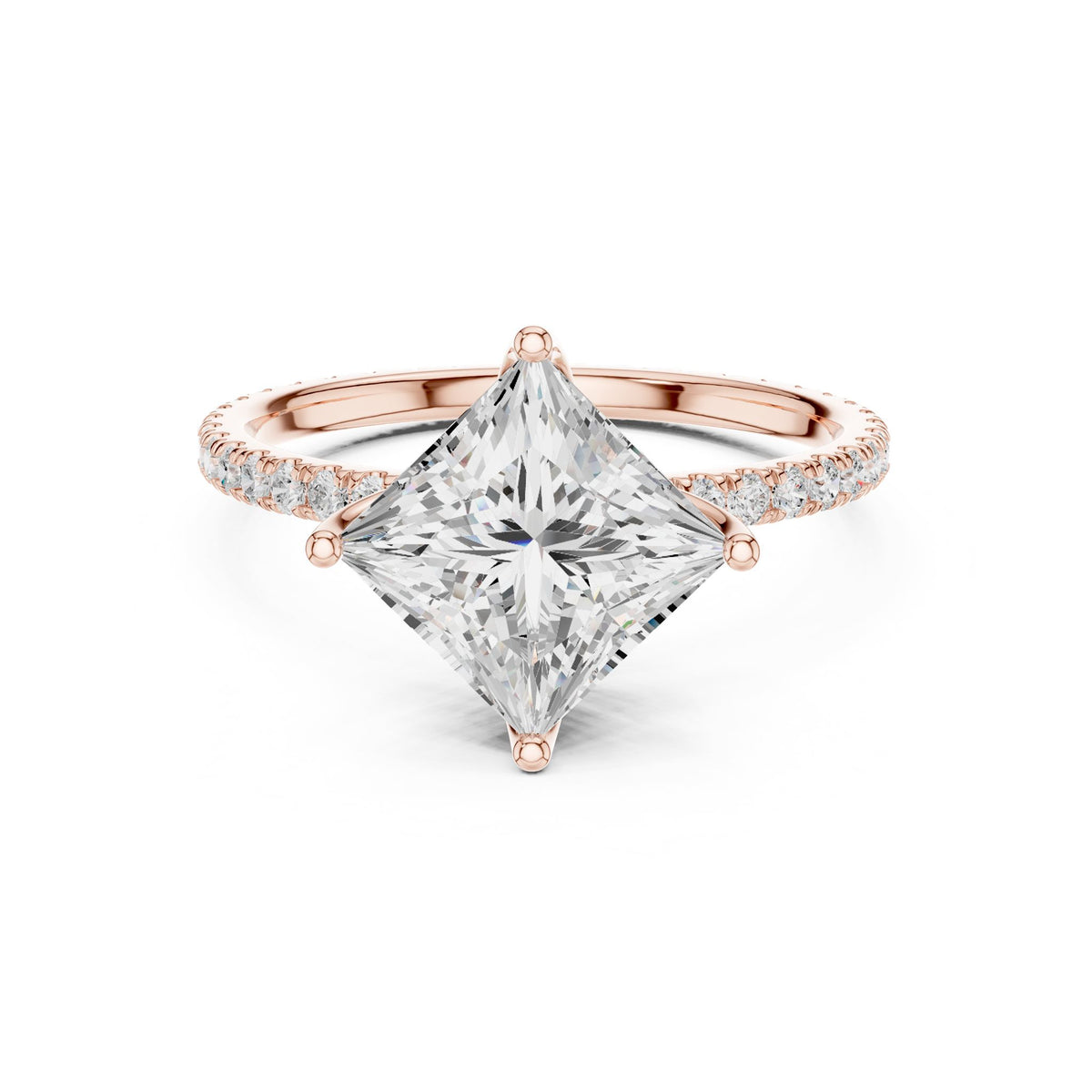 Princess Accented Lab Grown Diamond Engagement Ring