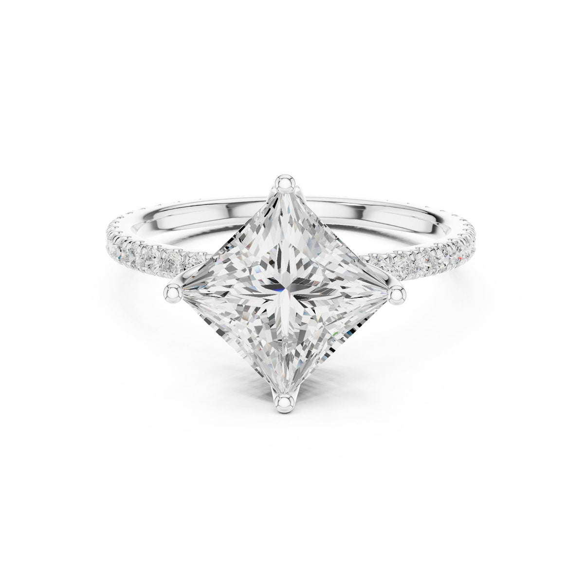 Princess Accented Lab Grown Diamond Engagement Ring