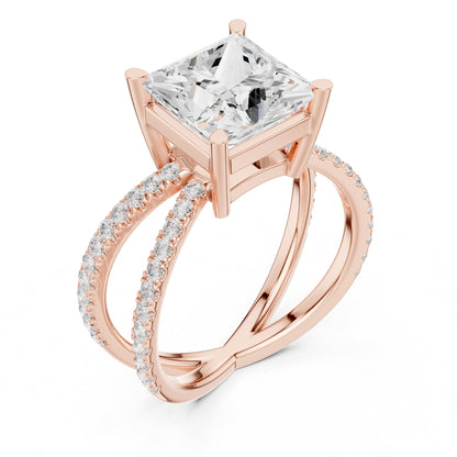 Princess Accented Lab Grown Diamond Engagement Ring