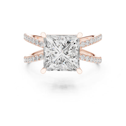 Princess Accented Lab Grown Diamond Engagement Ring