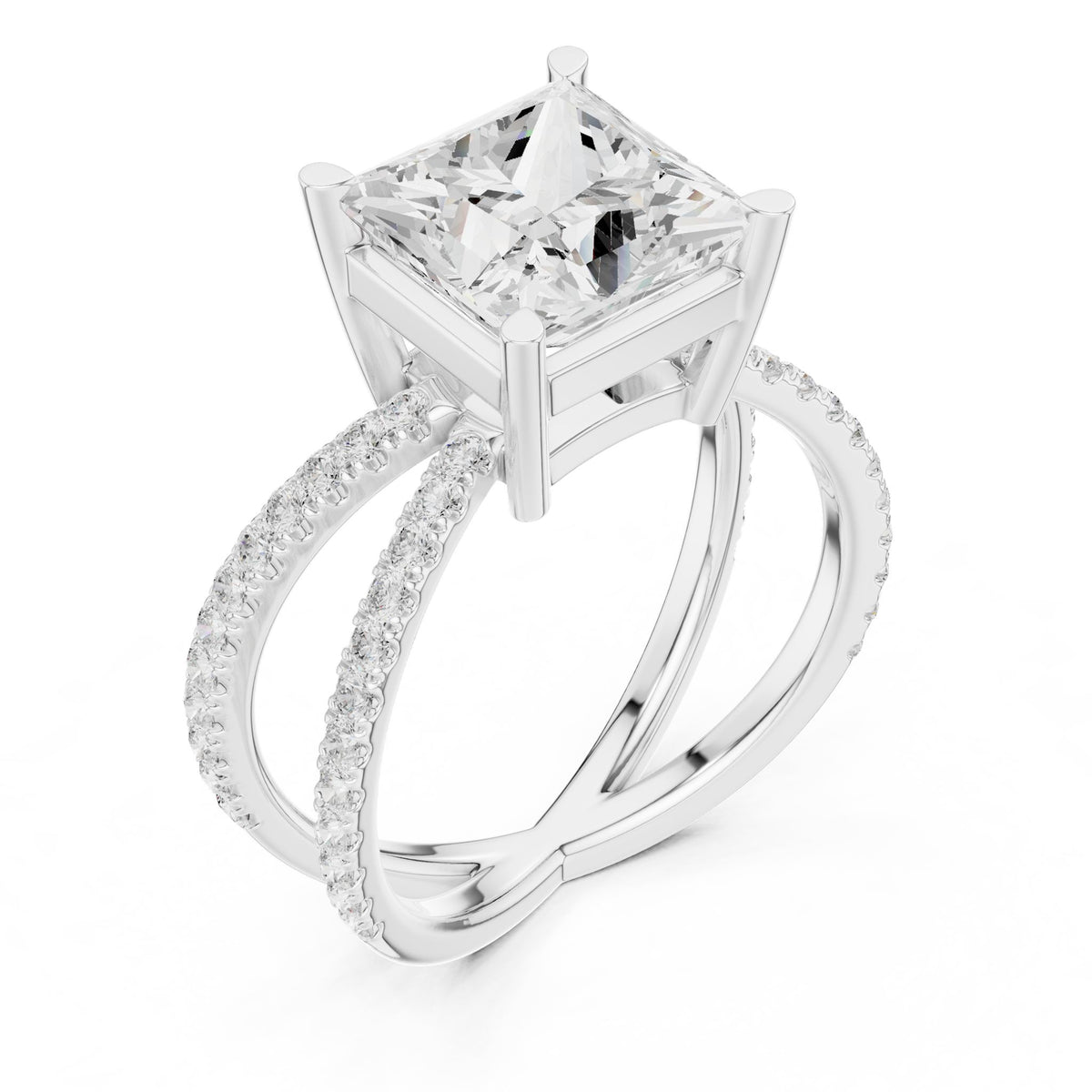 Princess Accented Lab Grown Diamond Engagement Ring