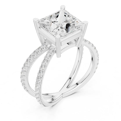 Princess Accented Lab Grown Diamond Engagement Ring