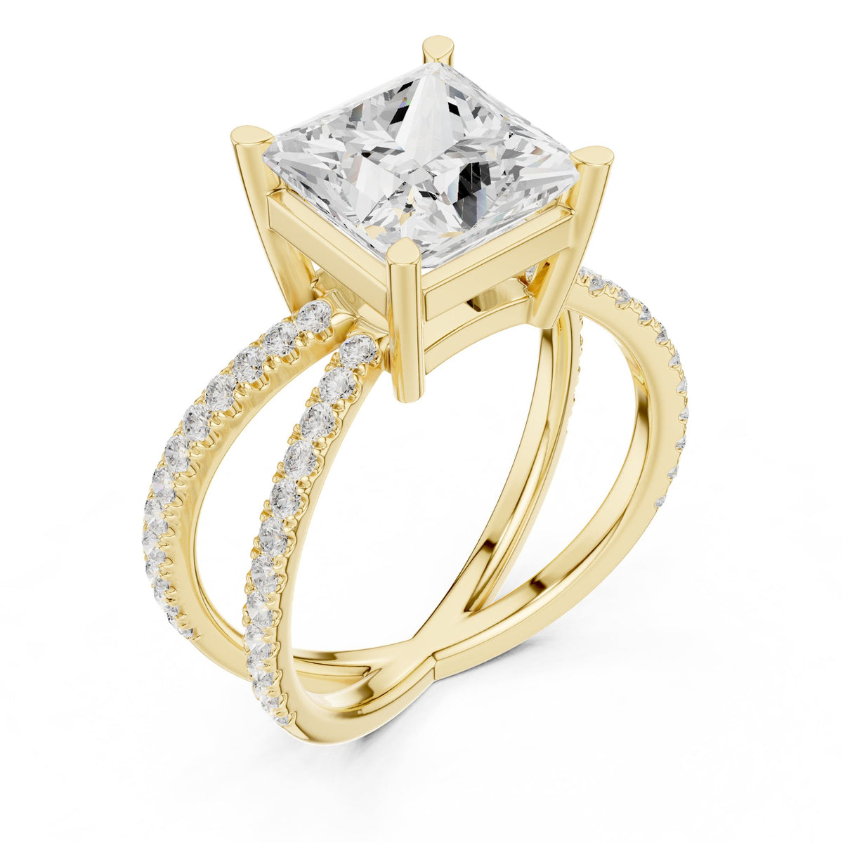 Princess Accented Lab Grown Diamond Engagement Ring