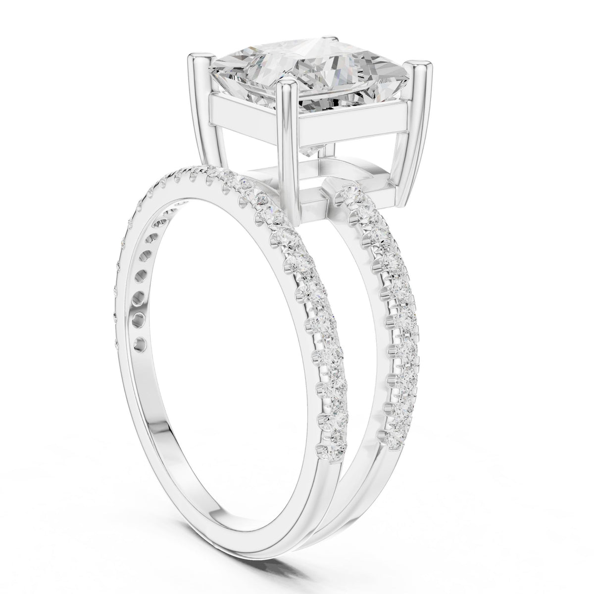 Princess Accented Lab Grown Diamond Engagement Ring