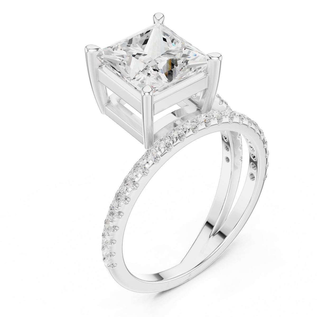 Princess Accented Lab Grown Diamond Engagement Ring