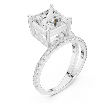 Princess Accented Lab Grown Diamond Engagement Ring
