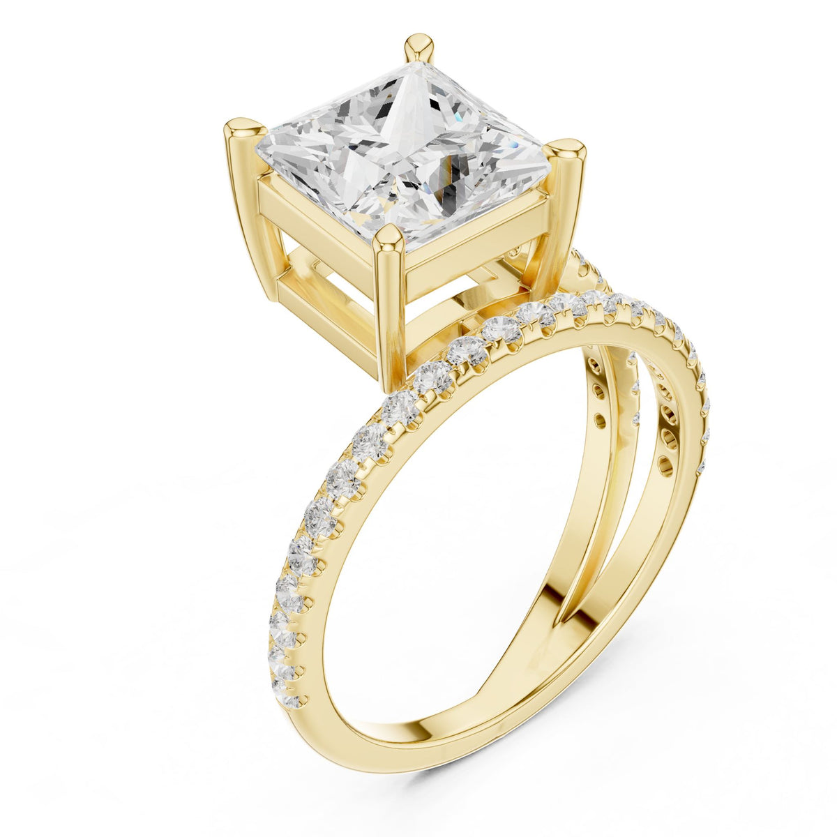 Princess Accented Lab Grown Diamond Engagement Ring