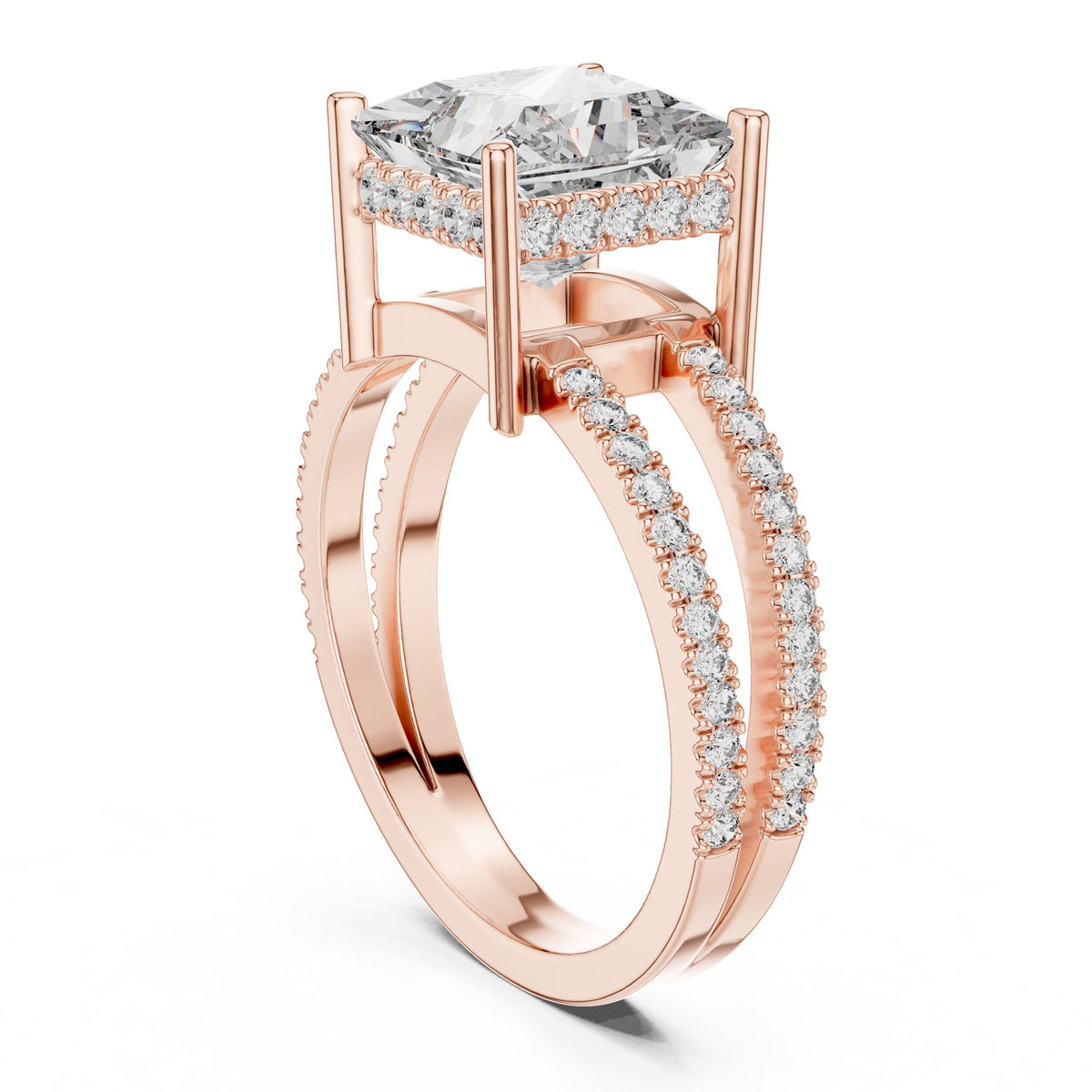 Princess Accented Lab Grown Diamond Engagement Ring