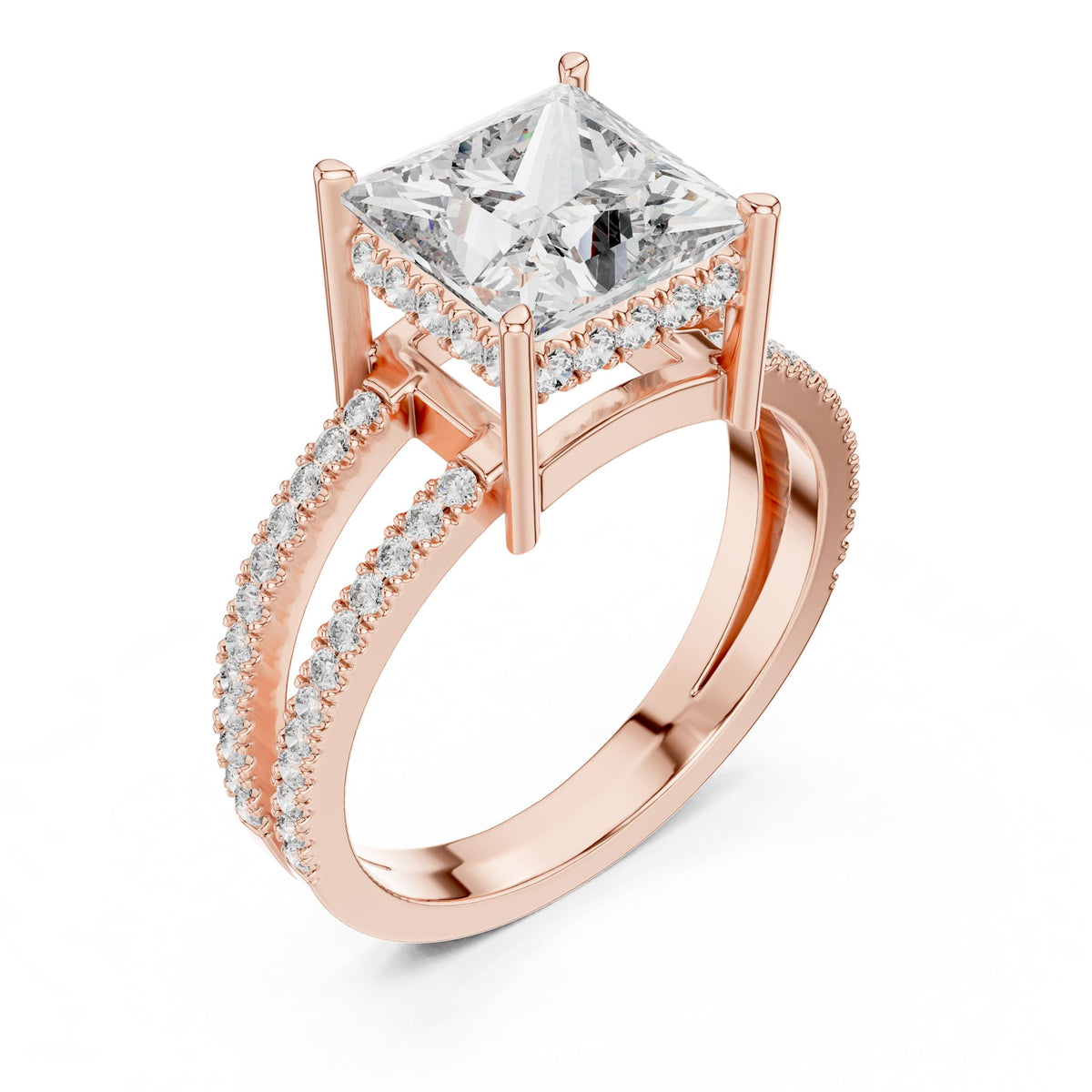 Princess Accented Lab Grown Diamond Engagement Ring