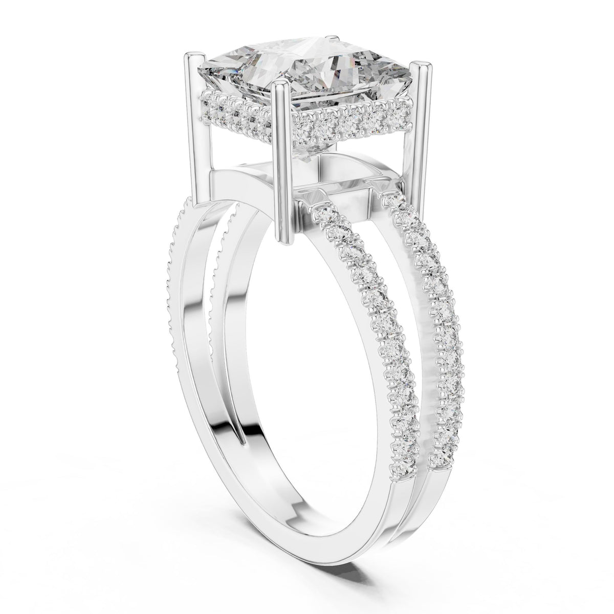 Princess Accented Lab Grown Diamond Engagement Ring