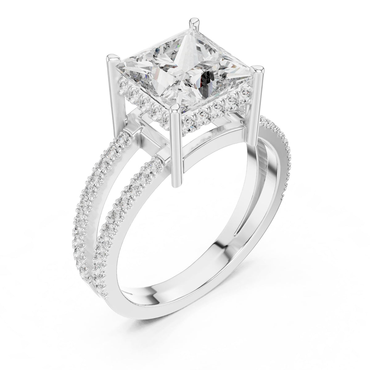 Princess Accented Lab Grown Diamond Engagement Ring