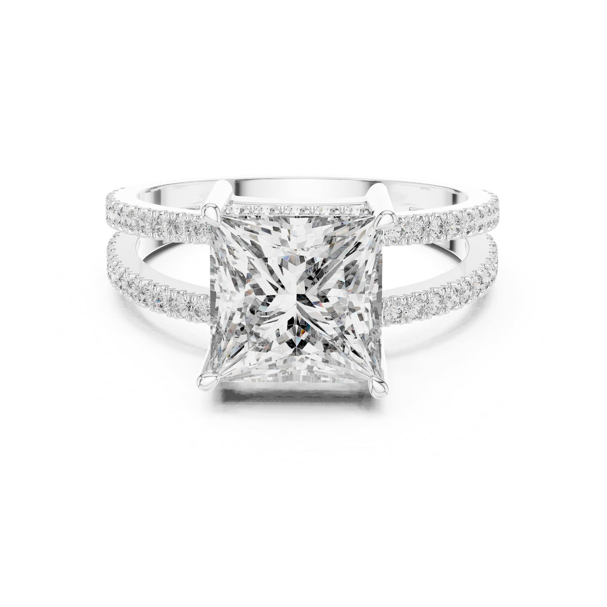 Princess Accented Lab Grown Diamond Engagement Ring