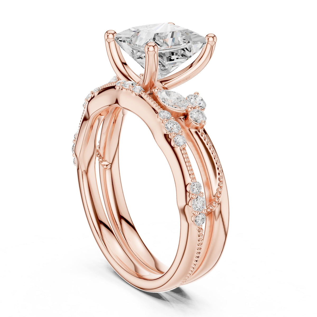Princess Accented Lab Grown Diamond Engagement Ring