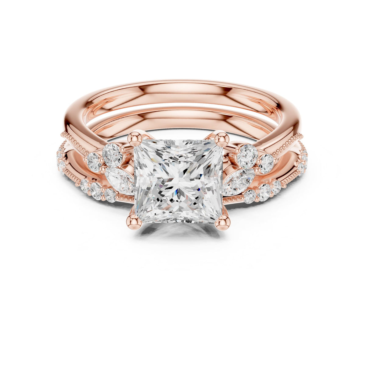 Princess Accented Lab Grown Diamond Engagement Ring