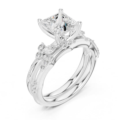 Princess Accented Lab Grown Diamond Engagement Ring
