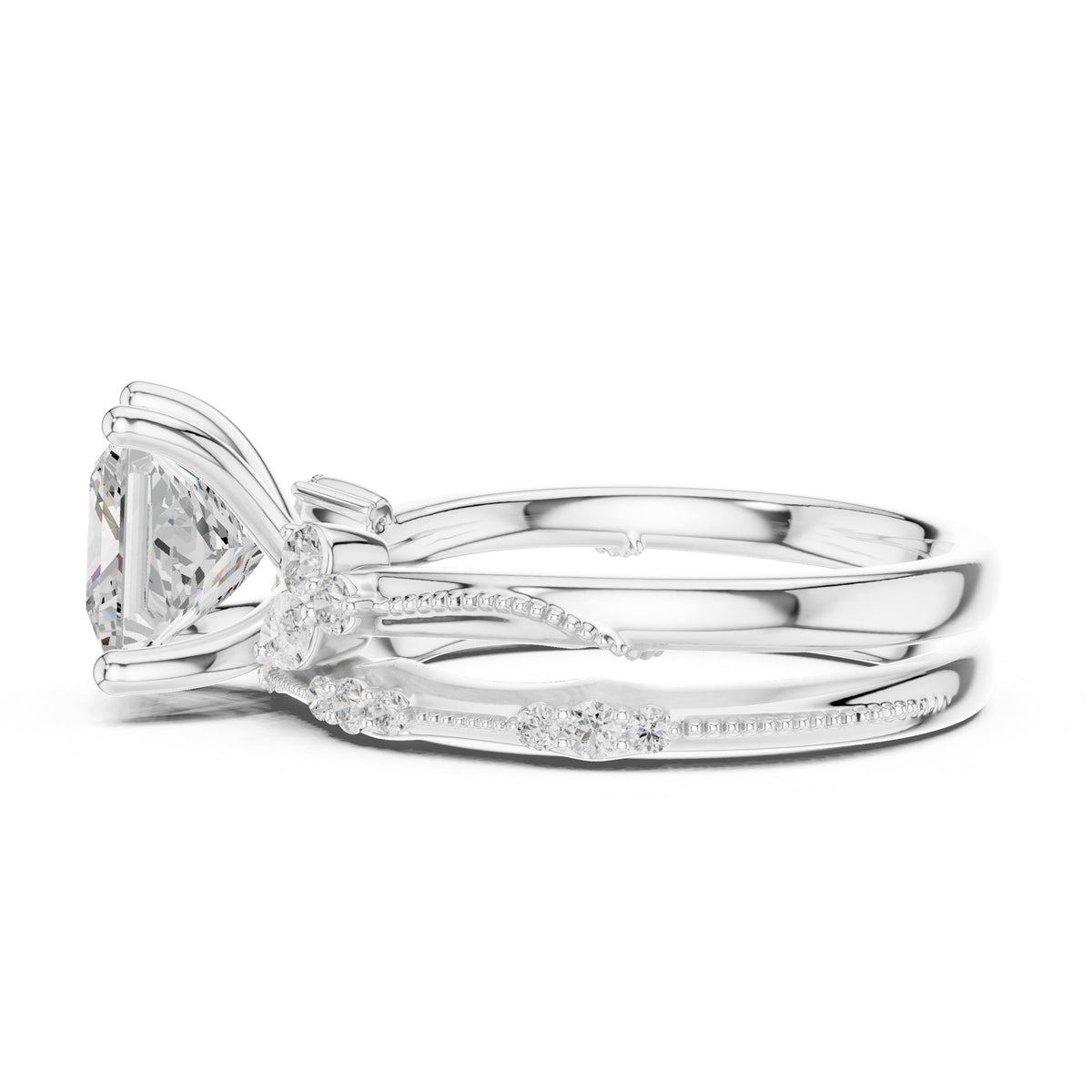 Princess Accented Lab Grown Diamond Engagement Ring
