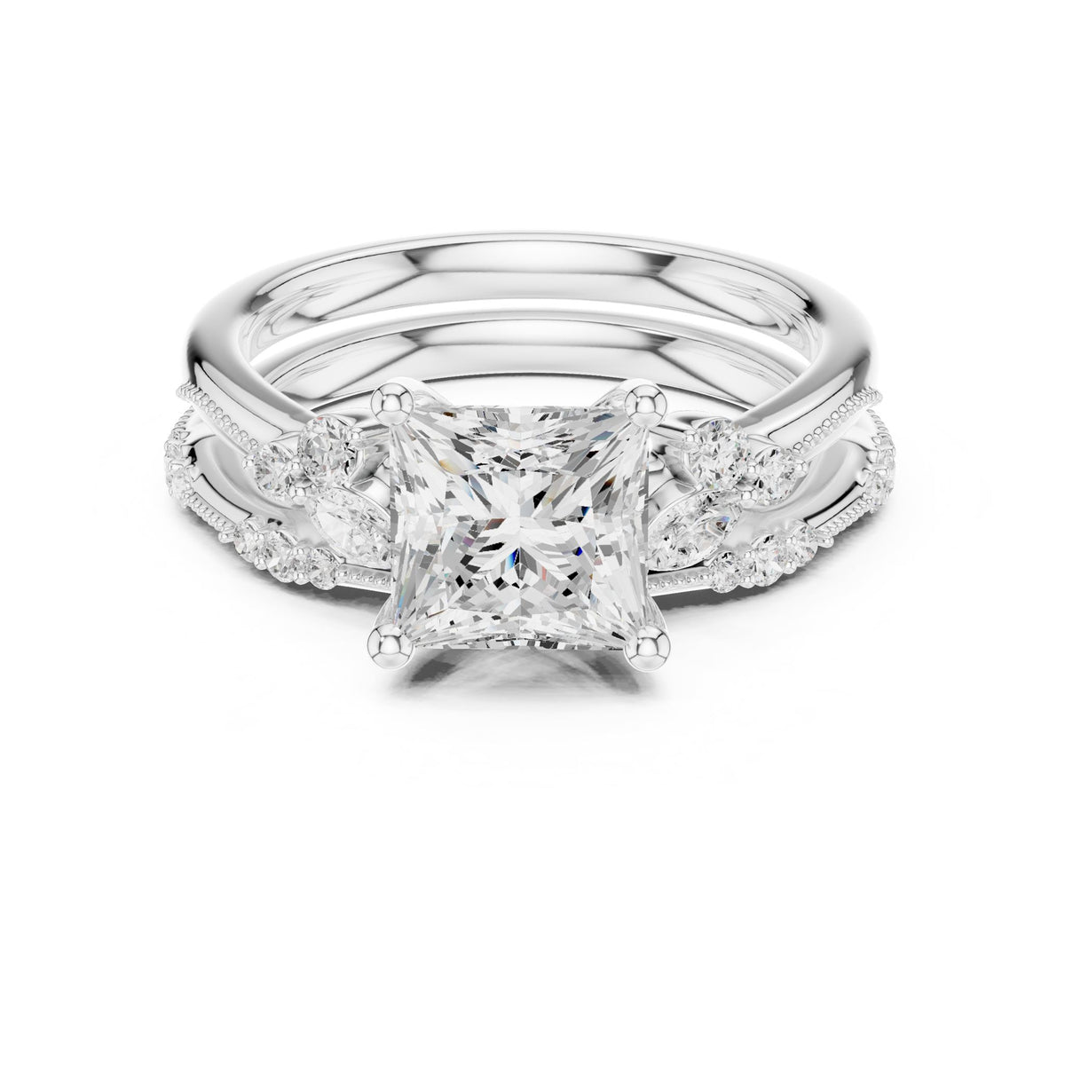 Princess Accented Lab Grown Diamond Engagement Ring