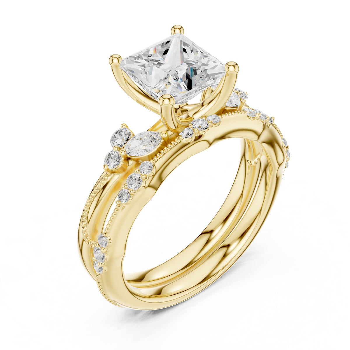 Princess Accented Lab Grown Diamond Engagement Ring