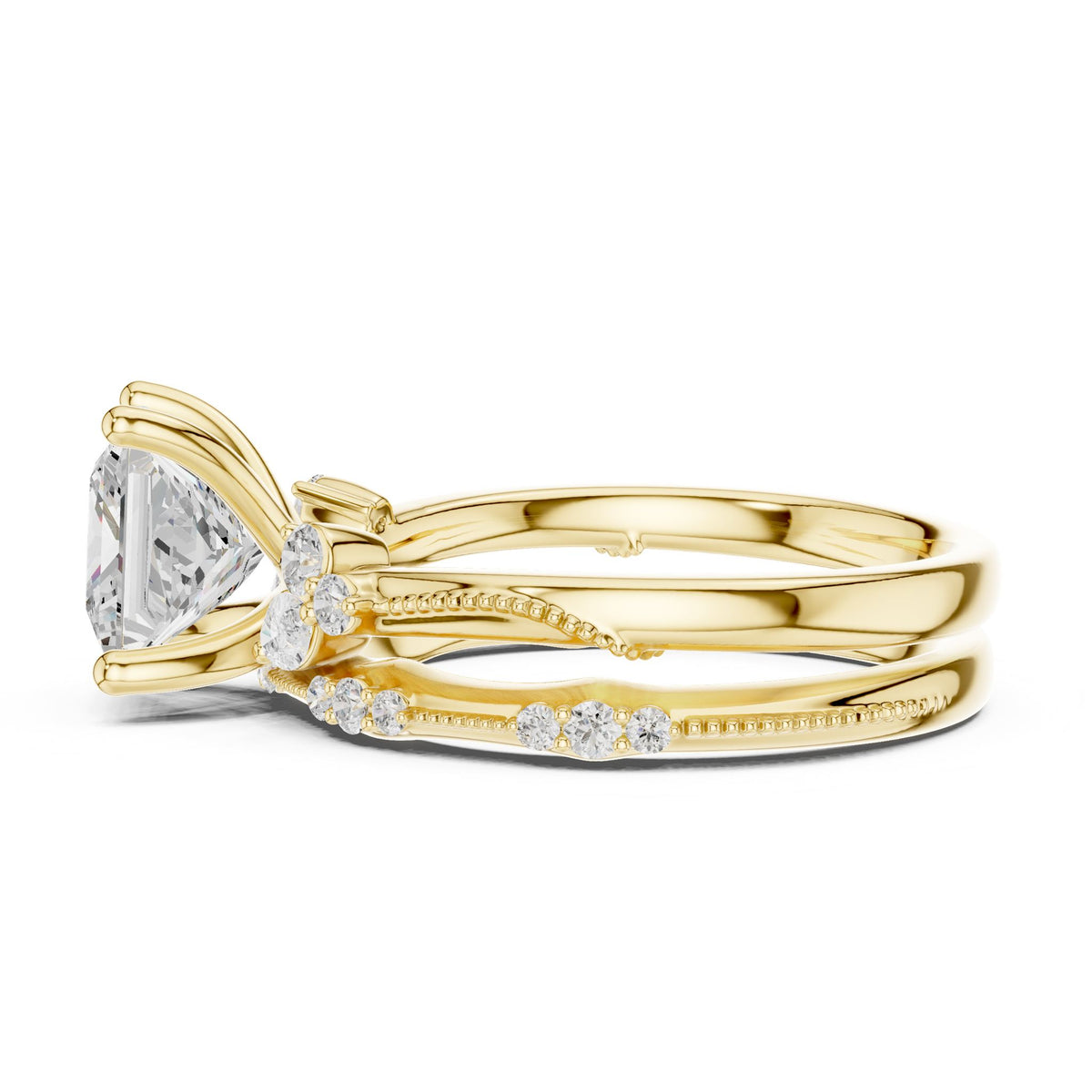Princess Accented Lab Grown Diamond Engagement Ring